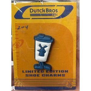 Dutch‎ Bros Limited Edition Shoe Charms 2 of 4 Coffee Crocs Blue White Latte New